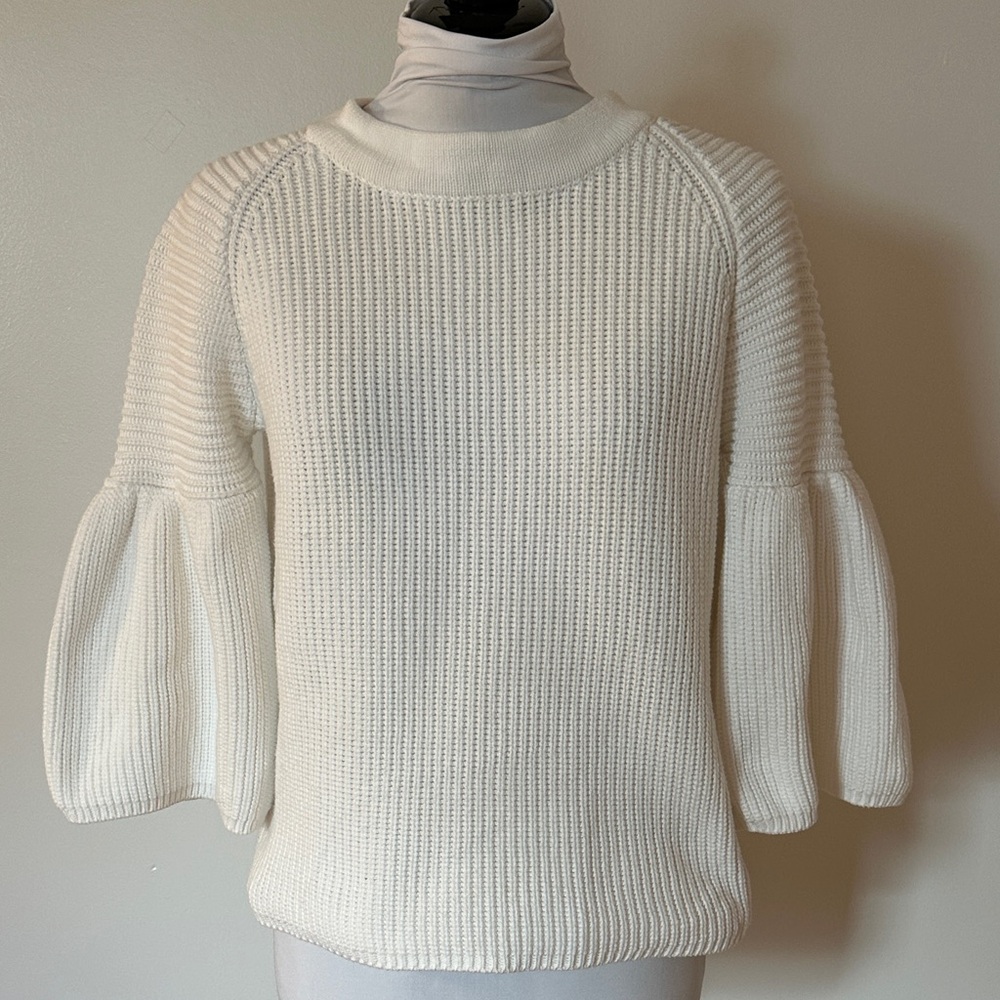 Gorgeous H&M White Sweater with 3/4 Bell Sleeves